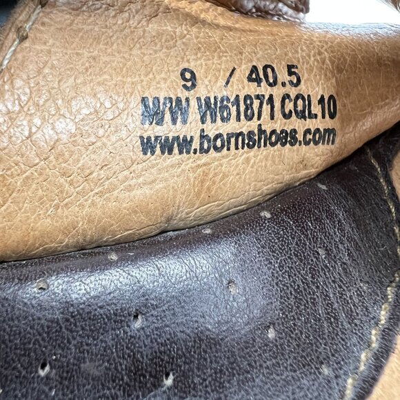 Born Womens 9 Brown Leather Wedge Sandals Thong Flip Flops Cushion Comfort - Picture 13 of 16